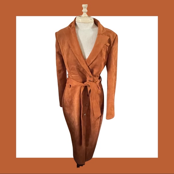 Fashion Nova Jackets & Blazers - Brown Fashionable Microsuede Trench Coat